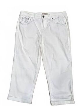 Earl Jean White Embellished Denim Capri Pants Size 12